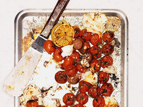 bild av Tomatragu med chèvre på plåt